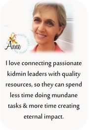 About me- I'm Anne and I love connecting passionate leaders with quality resources, so they can spend less time on mundane tasks and more time creating eternal impact.