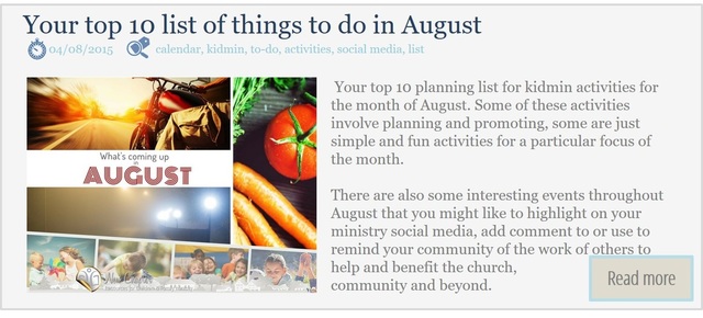 Your top 10 list of things to do in August for kidmin