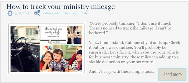 Simple tools to help you track your ministry mileage and expenses.. plus free printable.