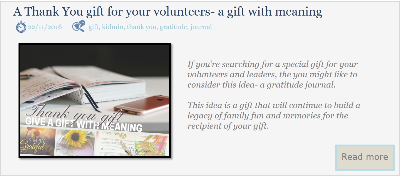 A thank you gift for your volunteers and leaders